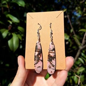 Rhodonite Teardrop Sterling Silver Earrings